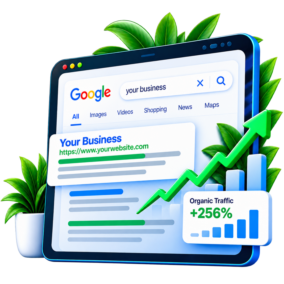 SEO growth and organic traffic illustration